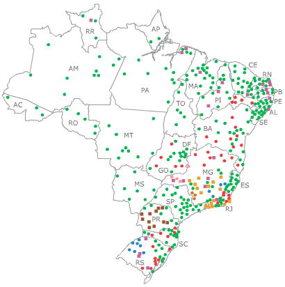 Карта лучших университетов Бразилии, федеральные университеты Бразилии