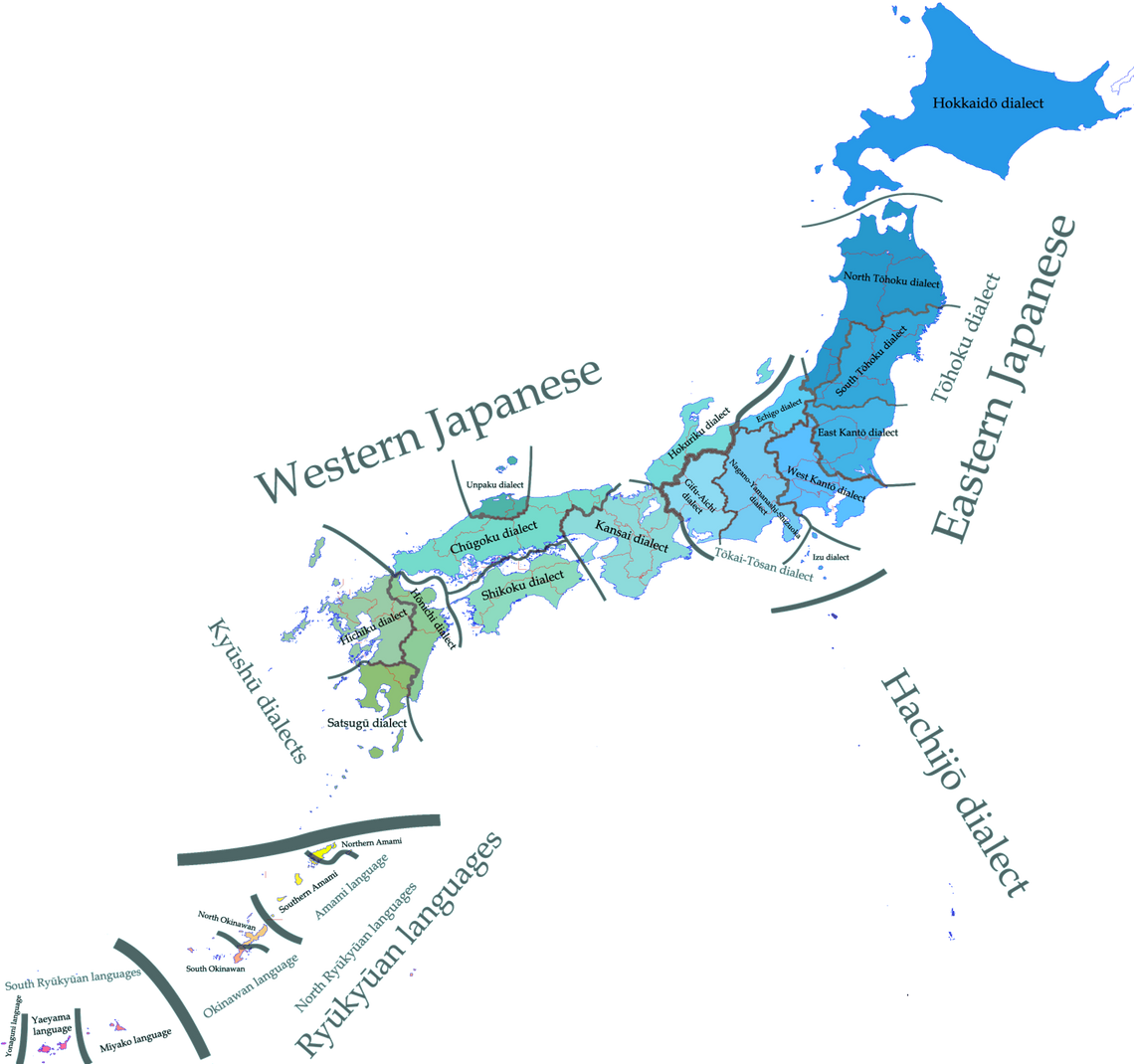 Карта диалектов японского языка