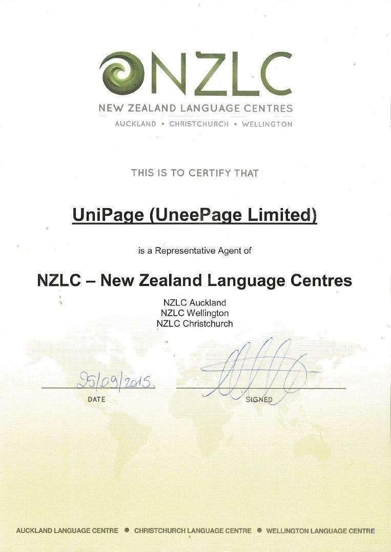 New Zealand Language Center Certificate