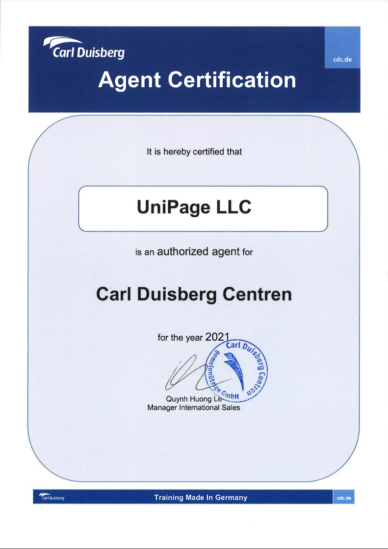 Carl Duisberg Agent Certification