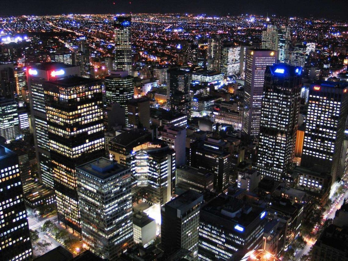 Ночной вид на Мельбурн