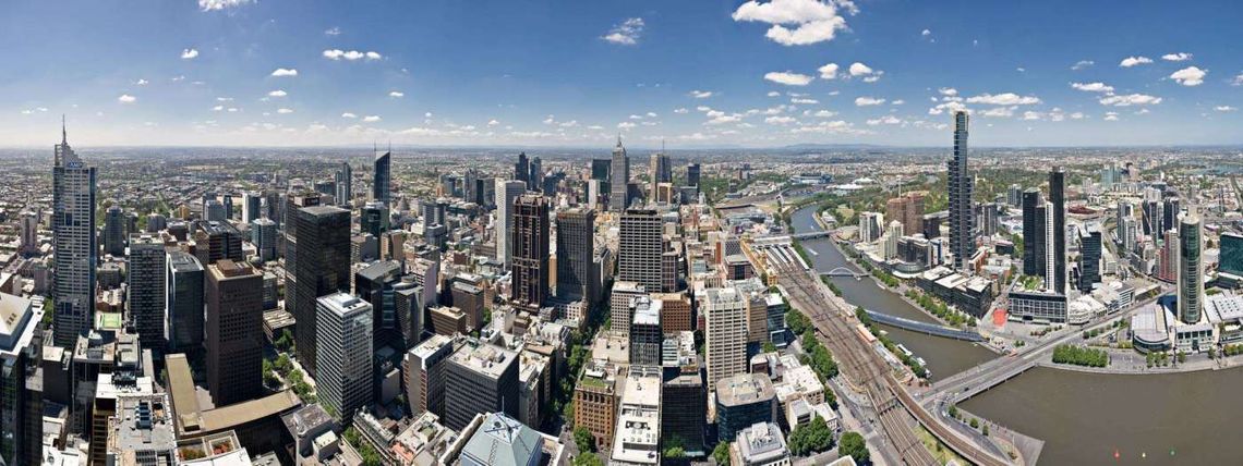 Небоскрёбы Мельбурна с высоты птичьего полёта