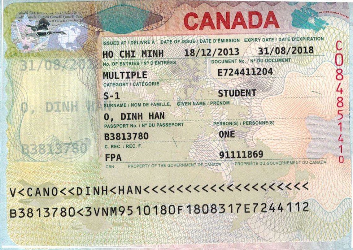 Образец студенческой визы в Канаду