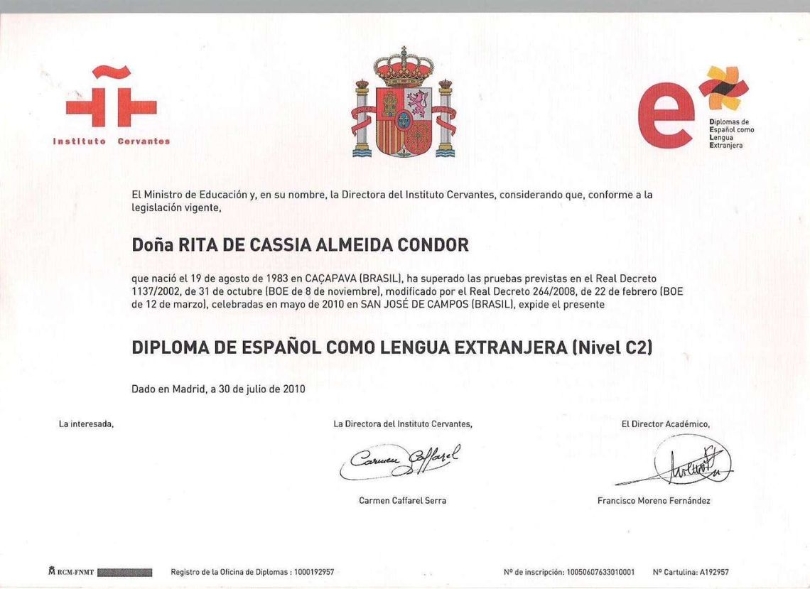 Пример сертификата DELE