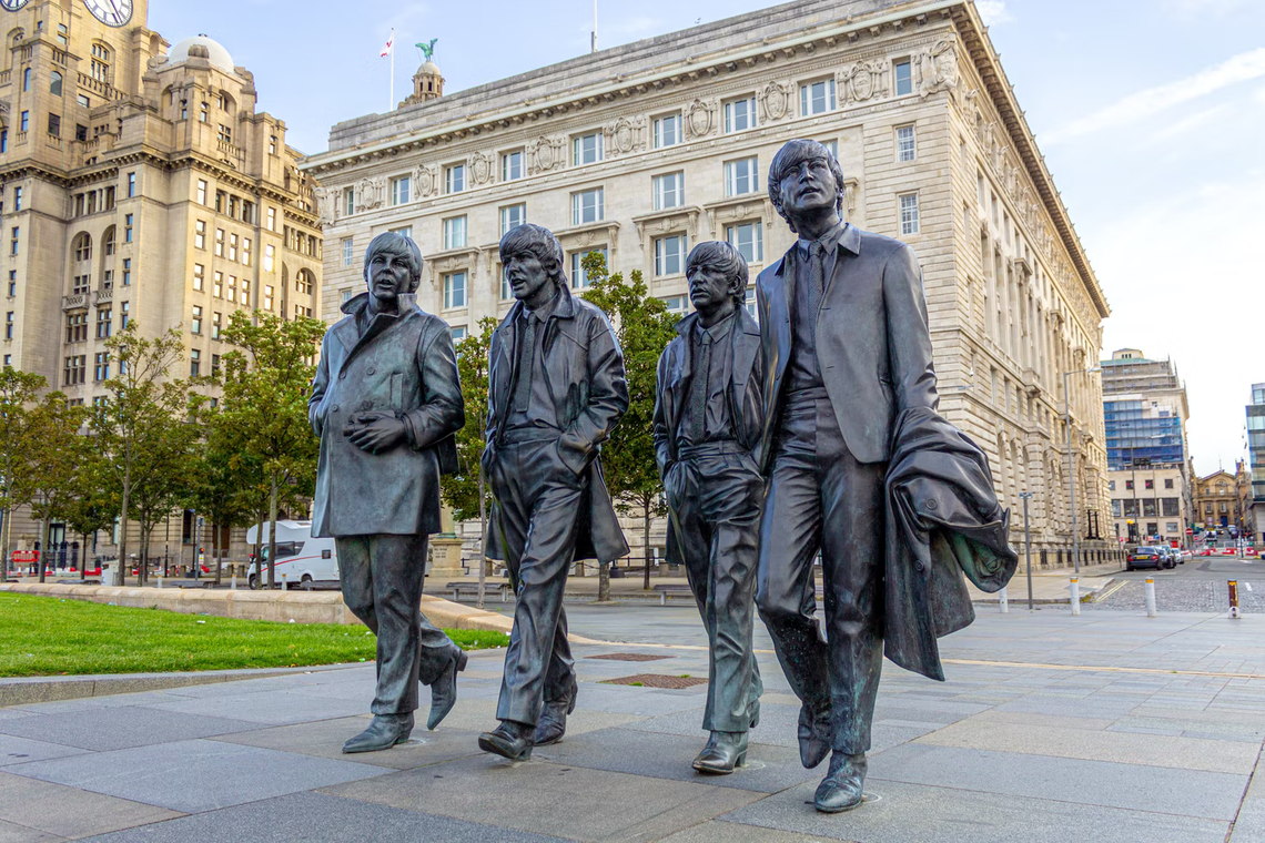 Bronze sculpture of The Beatles, Liverpool, Great Britain