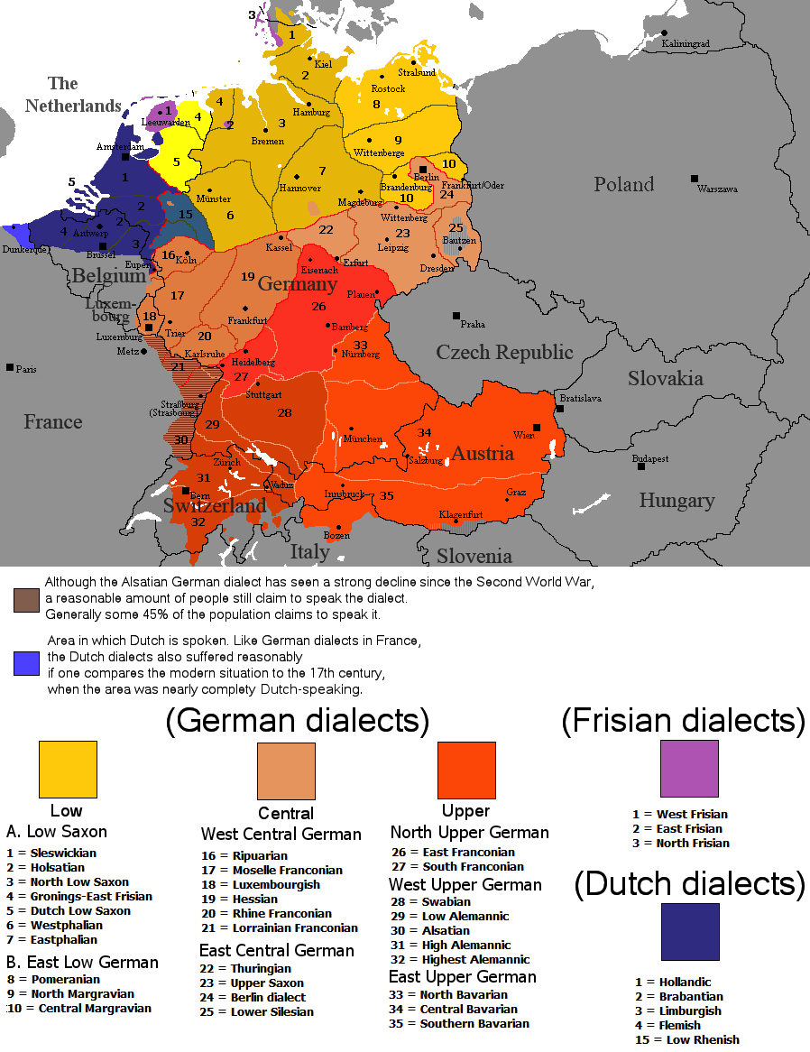Карта диалектов, Германия