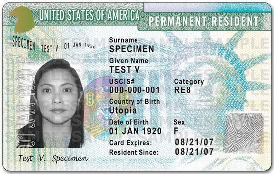 US Green Card sample