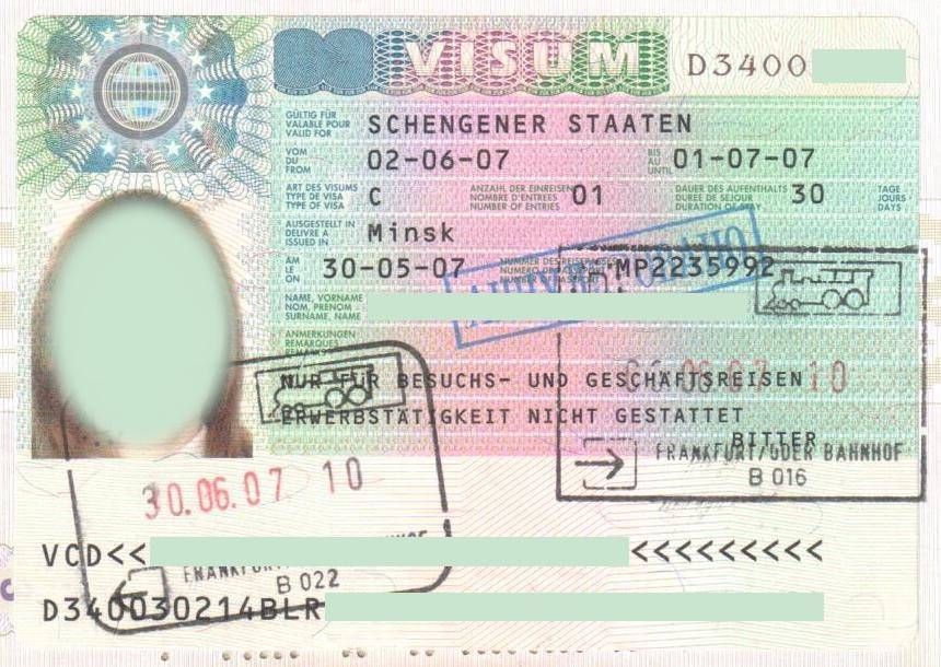 Использованная шенгенская виза категории С