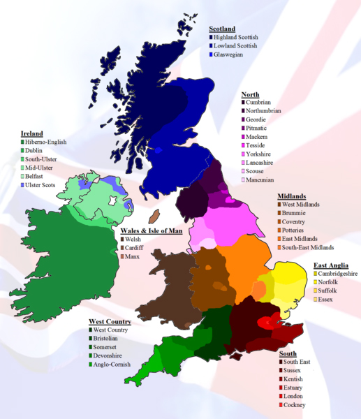 Карта диалектов Великобритании
