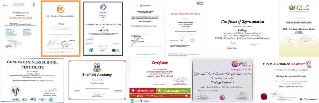 UniPage certificates